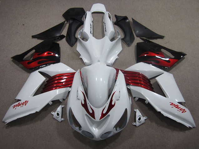 Carénage Moto ZX14R ZZR 1400 06-11 - Blanc Rouge Ninja