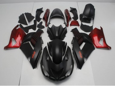 Carénage Moto ZX14R ZZR 1400 06-11 - Noir Mat et Rouge