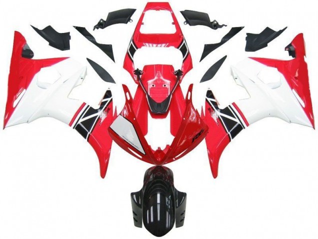 Carénages Moto R6 03-05 - Rouge Blanc Noir